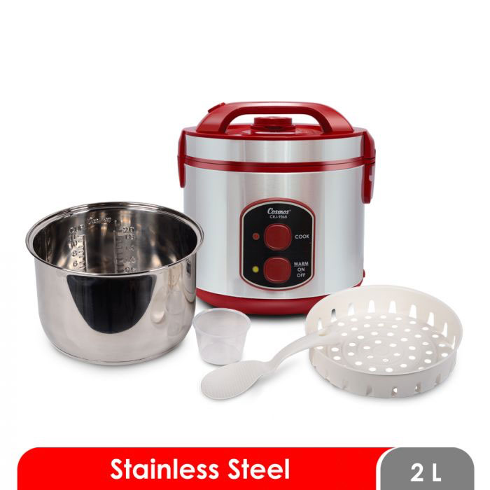 Cosmos Rice Cooker Stainless 3in1 Merah 2 L - CRJ-9368 | CRJ9368
